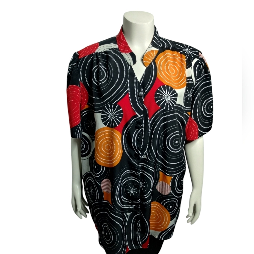 Y2K Vintage A‎ Personal Touch Women's Button Up Artsy Grannycore Colorful Top 3X